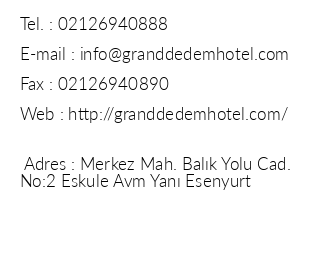 Grand Dedem Hotel iletiim bilgileri